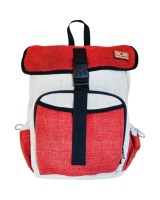 Sac à dos Escapade toile 100 pour cent chanvre Rouge et Naturel - Le Canebier en Provence